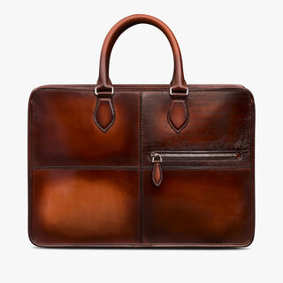 Un Jour Scritto Leather Briefcase, CACAO INTENSO, hi-res