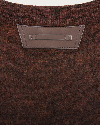 Brushed Patina Crewneck with Leather Detail, Rust Patina, hi-res