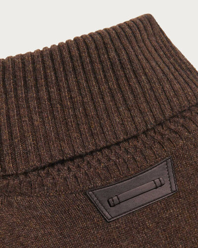 Turtleneck with Leather Detail, Earth Brown, hi-res