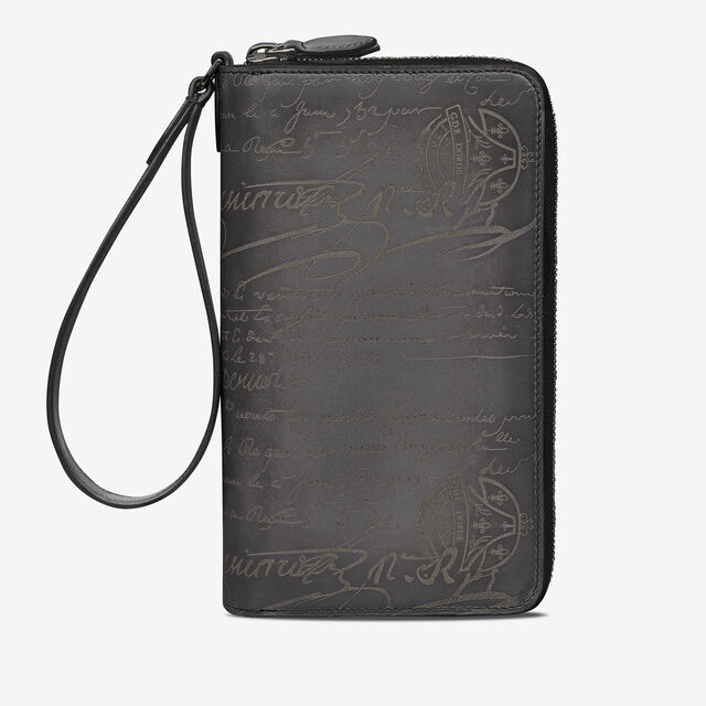 Tali Scritto Leather Long Zipped Wallet, LIGHT ALUMINIO, hi-res 1