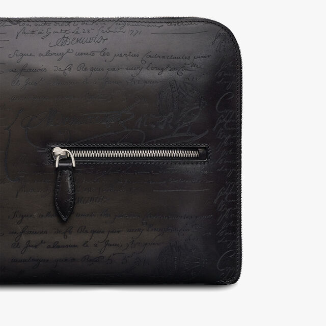 Nino Tgm Scritto Leather Clutch, NERO GRIGIO, hi-res 5