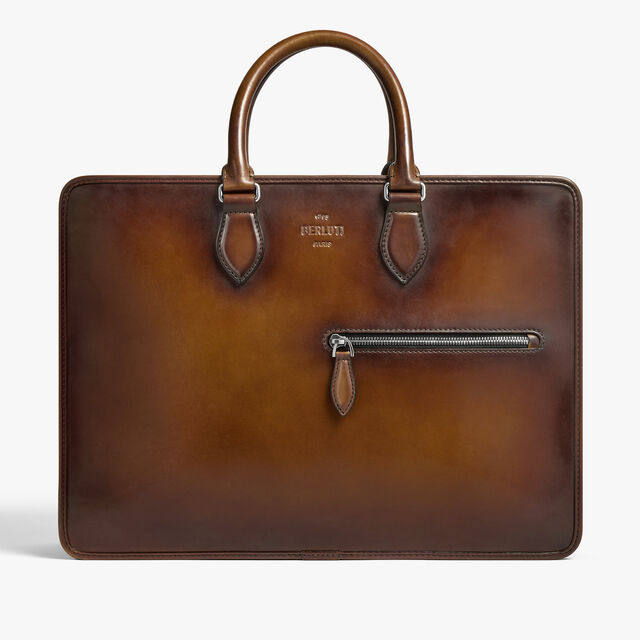 Deux Jours Leather Briefcase, CACAO INTENSO, hi-res 1