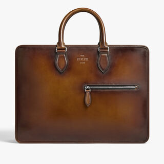 Deux Jours Leather Briefcase, CACAO INTENSO, hi-res