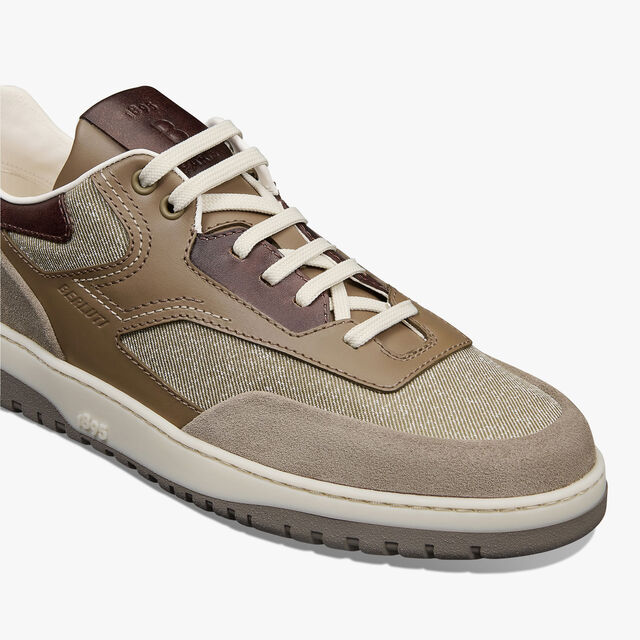 Playoff Suede Calf, Calf Leather And Textile Sneaker, TAUPE, hi-res 5