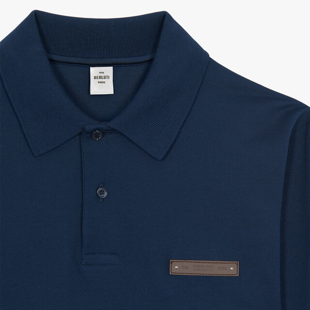 Long Sleeves Polo Shirt With Leather Tag, ATLANTIC BLUE, hi-res 5