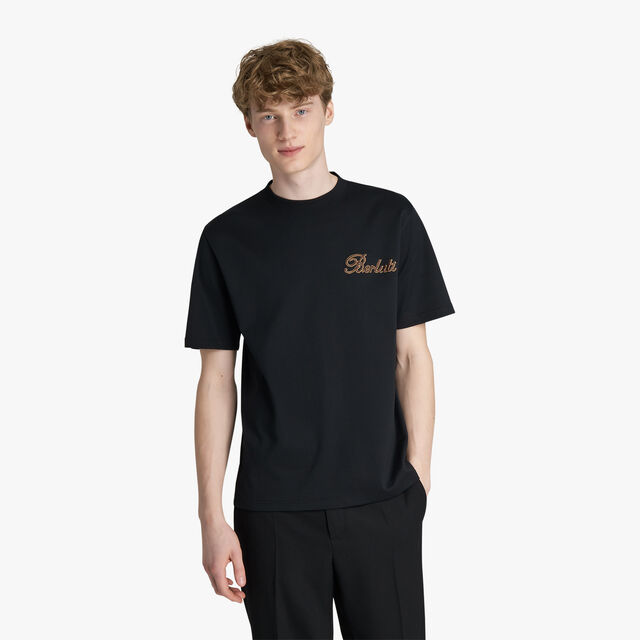 SMALL EMBROIDERED LOGO T-SHIRT, NOIR, hi-res 2
