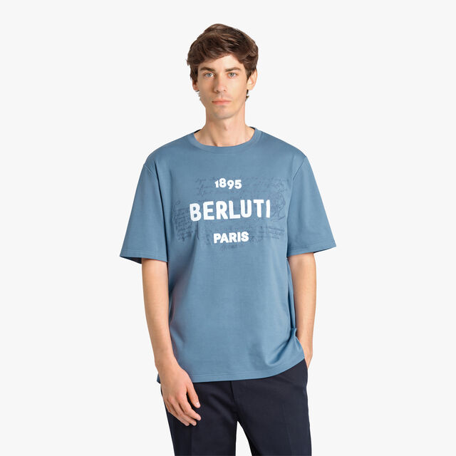 エンブロイダリースクリット＆ロゴ Tシャツ, STORM BLUE, hi-res 2