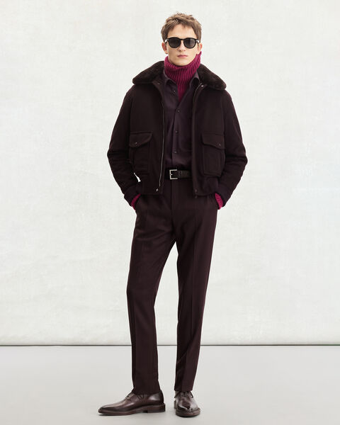 Military Shirt with Leather Detail, Nero Bordo, hi-res