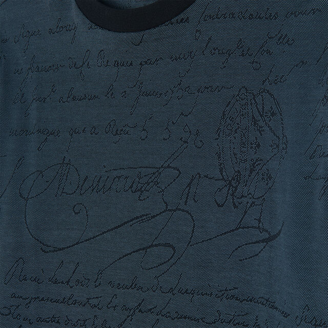 T-Shirt En Jacquard Scritto All-Over, DUSTY BLUE, hi-res 6