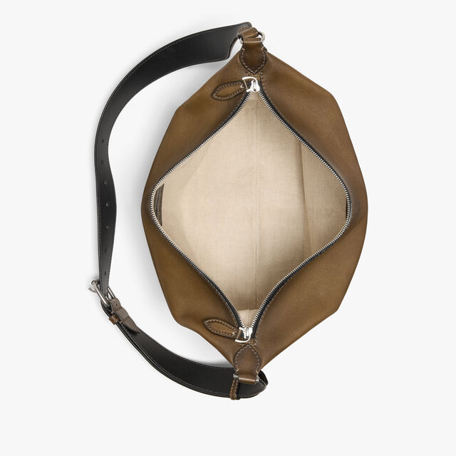 Toujours Soft Zipped Hobo In Leather, DARK KAKI, hi-res 9