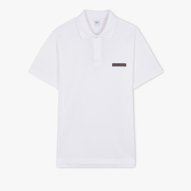 Classic Pique Leather Tab Polo, COTTON WHITE, hi-res 1