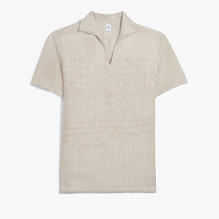 Linen Scritto Short Sleeved Vareuse, SHADES OF BEIGE , hi-res