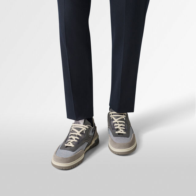 Playoff Suede Calf, Calf Leather And Textile Sneaker, ADRIATIC BLUE, hi-res 2