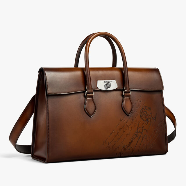 E'Mio Scritto Leather Briefcase, CACAO INTENSO, hi-res 6