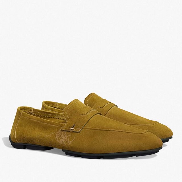 Lorenzo Drive Scritto Camoscio Calf Leather Loafer, ACID GREEN, hi-res 2
