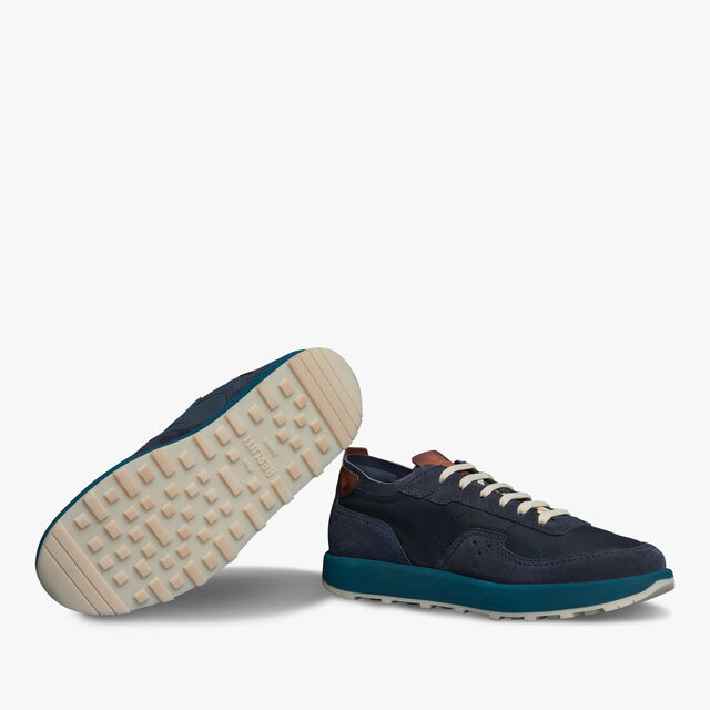 Light Track Suede Calf Leather and Nylon Sneaker, NAVY, hi-res 4