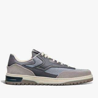 Playoff Suede Calf, Calf Leather And Textile Sneaker, ADRIATIC BLUE, hi-res