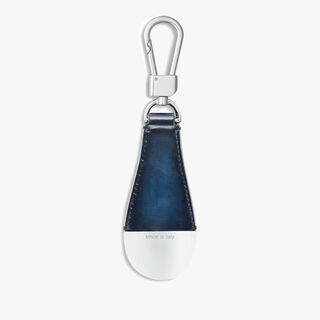 Shoehorn Scritto Leather Key Ring, STEEL BLUE, hi-res