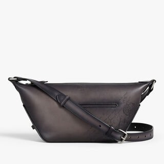 Toujours Soft Zipped Hobo XS In Scritto Leather, CHARCOAL, hi-res