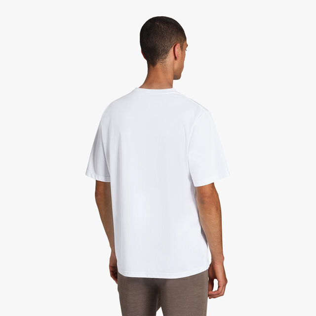 T-Shirt With Leather Detail, BLANC OPTIQUE, hi-res 4