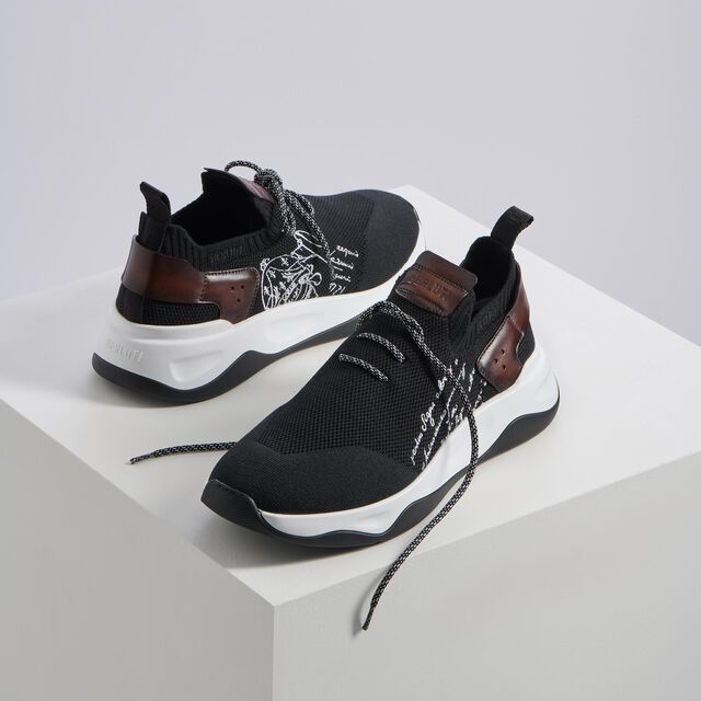 Shadow针织与皮革运动鞋, BLACK, hi-res 9