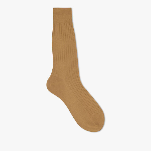 Cotton Ribbed Socks, SOLARO HONEY BEIGE, hi-res 1