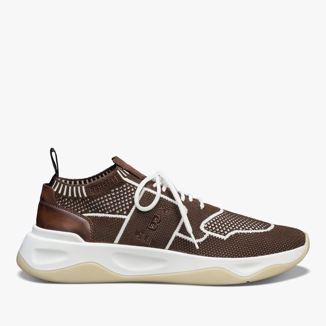Shadow Knit And Leather Sneaker, DARK BROWN, hi-res 1