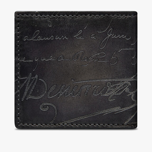Origine Scritto Leather Coin Purse, NERO GRIGIO, hi-res 1