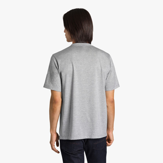 T-Shirt En Soie Et Coton, SILVER GREY, hi-res 3