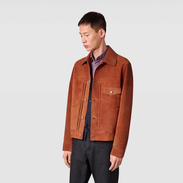 Suede Denim Jacket, ORANGE RUST, hi-res 2