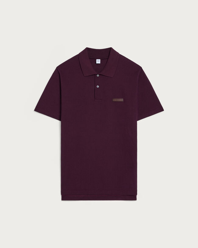 Polo with Leather Detail, Purple Grape, hi-res