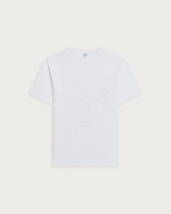 Scritto Embroidery T-shirt, Blanc Optique, hi-res
