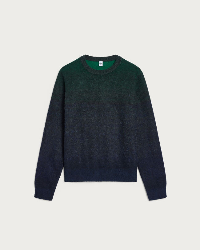 Brushed Patina Crewneck with Leather Detail, Green Patina, hi-res