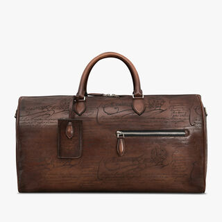 Jour Off MM Scritto Leather Travel Bag, CACAO INTENSO, hi-res