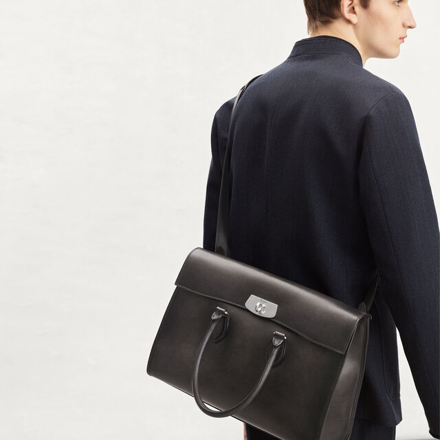 E'Mio Briefcase In Leather, GREY FLANEL, hi-res 2