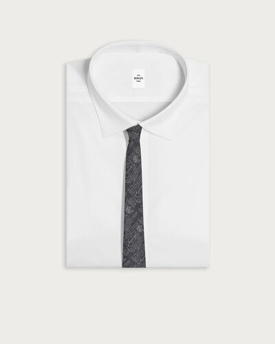 Classic Scritto Pattern Tie, Mysterious Grey, hi-res