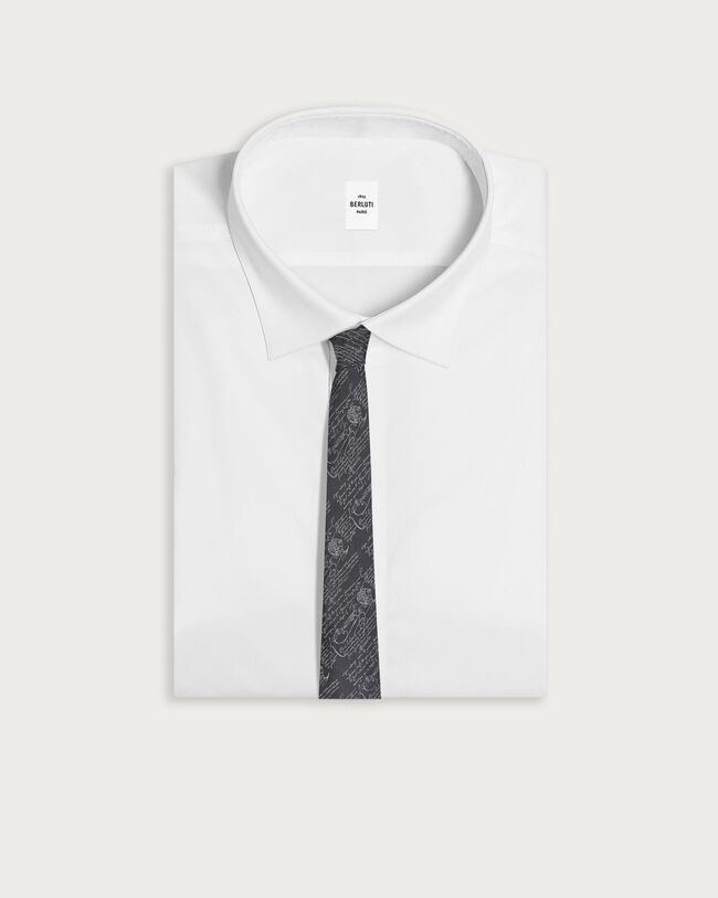 Classic Scritto Pattern Tie, Mysterious Grey, hi-res