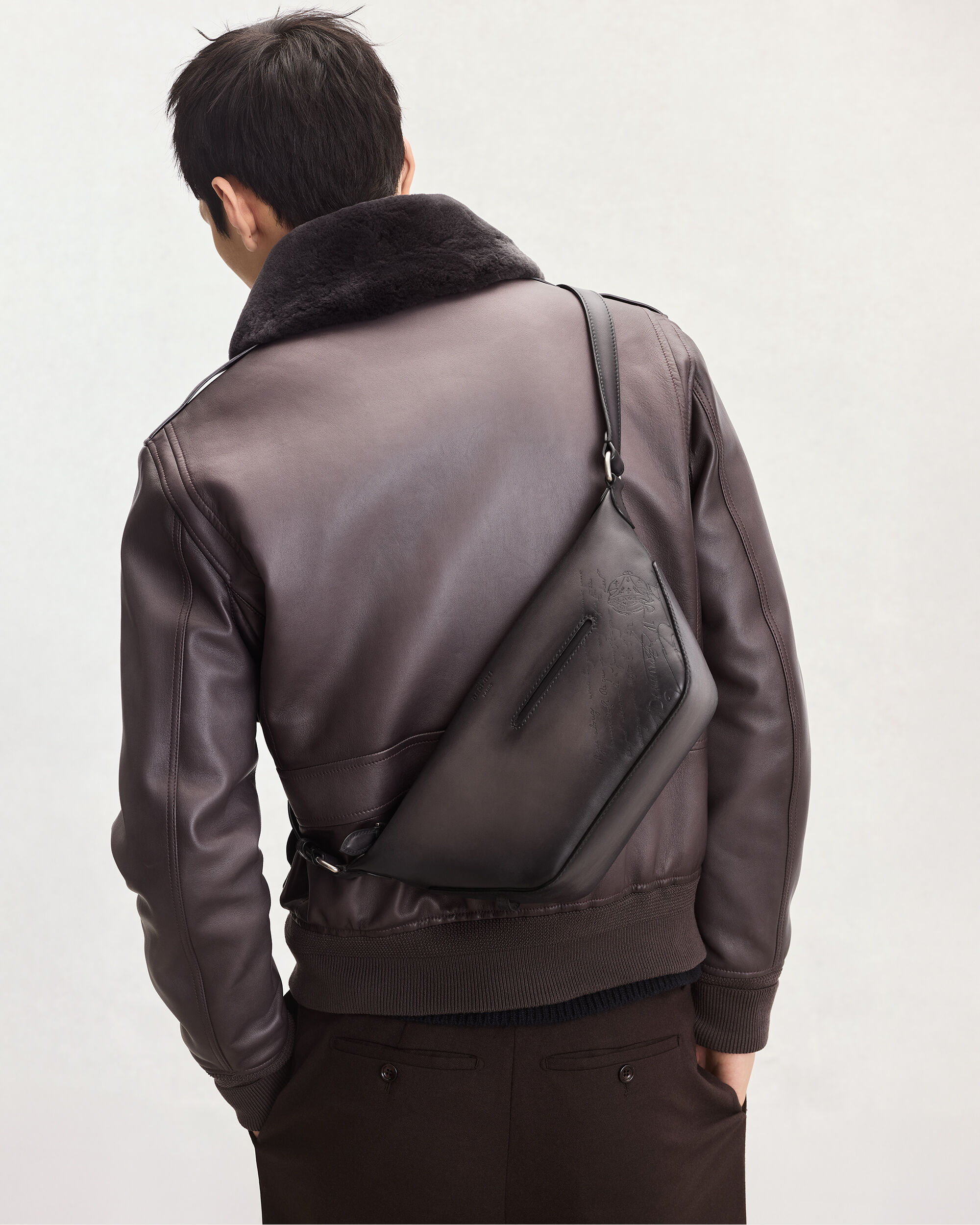 Toujours Soft Zipped Hobo XS Messenger, Charcoal, hi-res