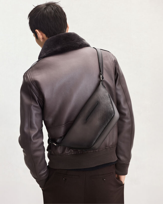 Toujours Soft Zipped Hobo XS Messenger, Charcoal, hi-res