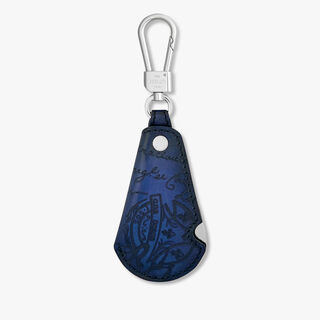 Shoehorn Scritto Leather Rotative Key Ring, SAPPHIRE BLUE, hi-res