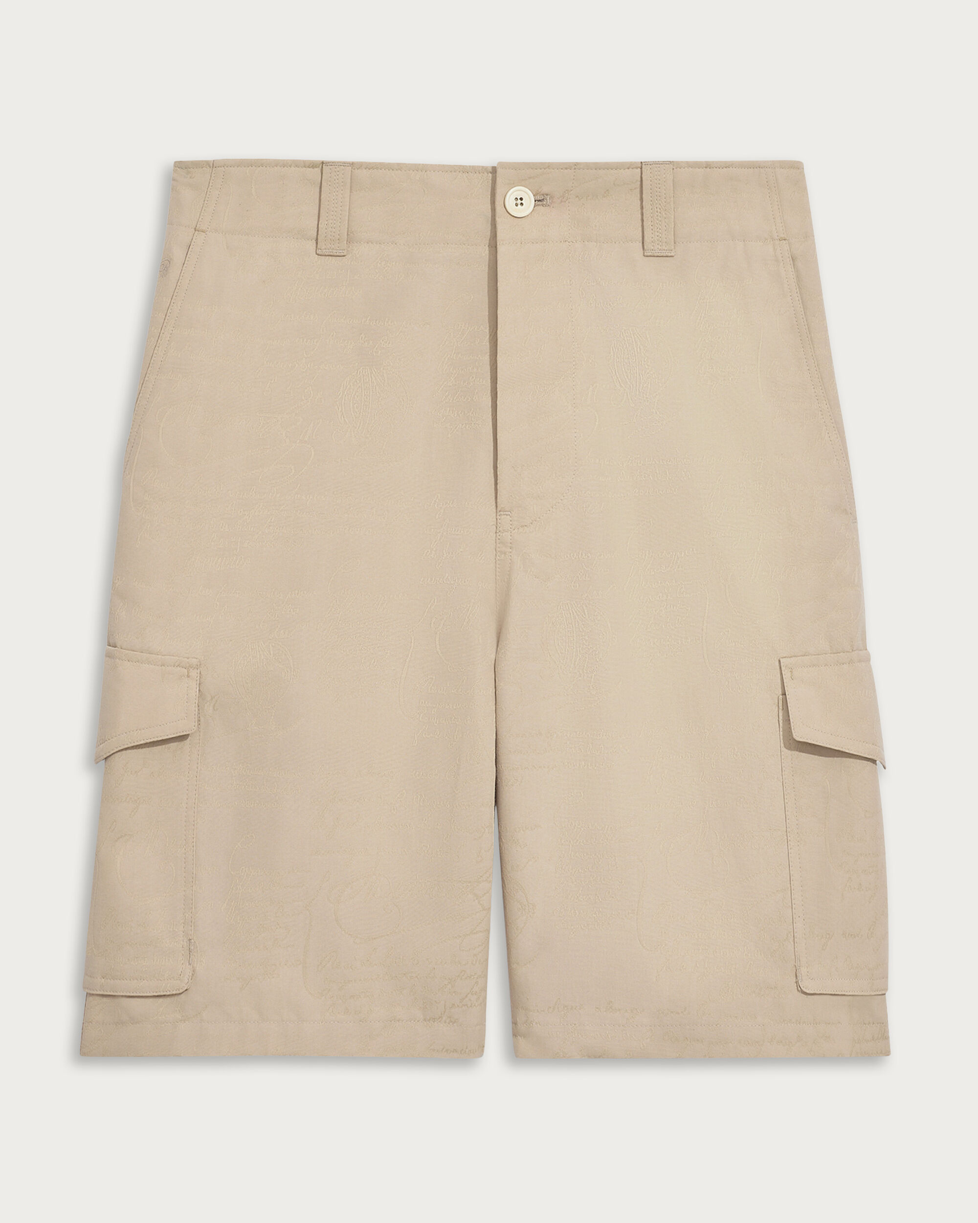 Scritto Pattern Cargo Shorts, Natural Beige, hi-res
