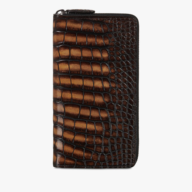 Itauba Alligator Leather Long Zipped Wallet, TOBACCO BIS, hi-res 1