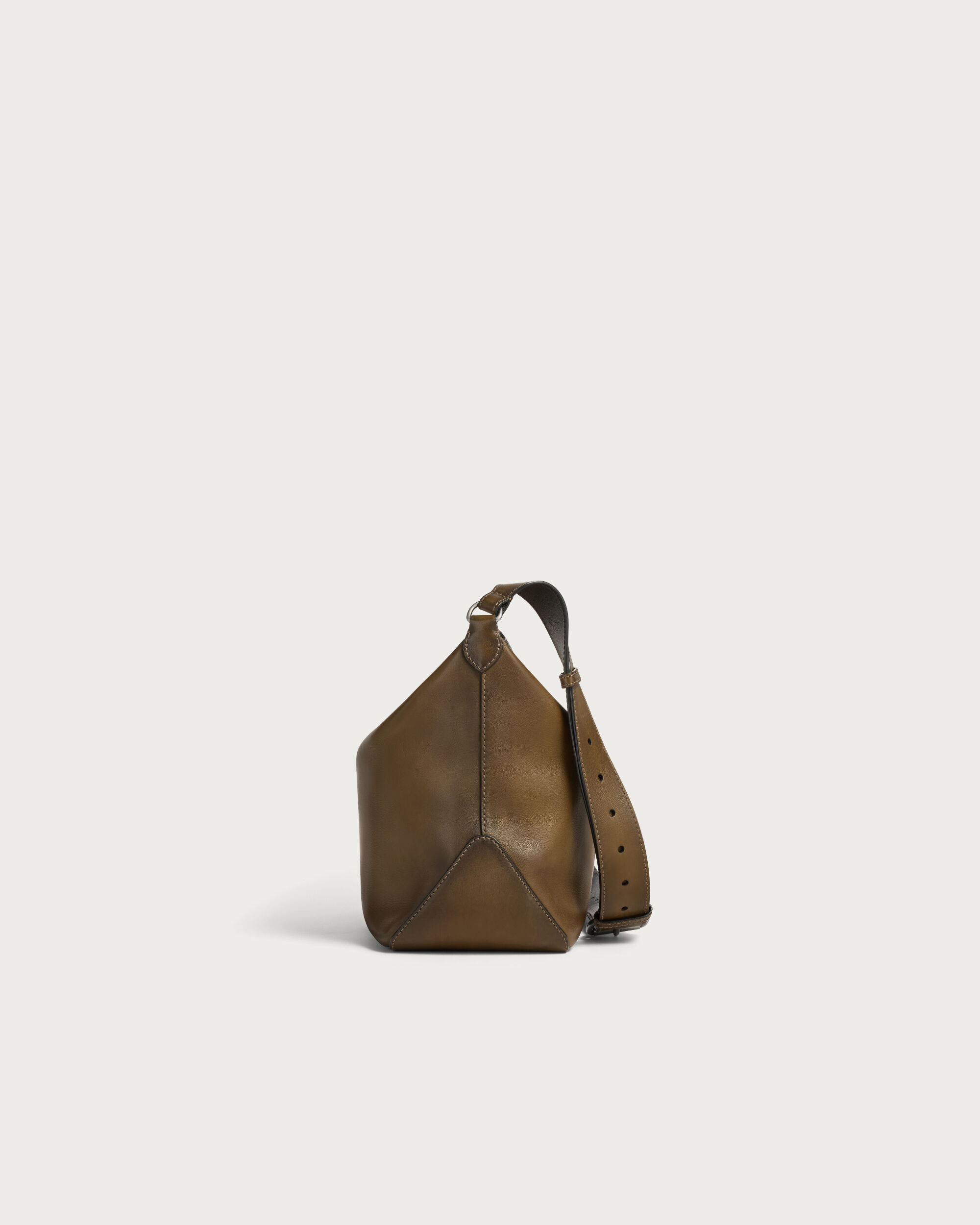 Toujours Soft Zipped Hobo Messenger, Dark Kaki, hi-res