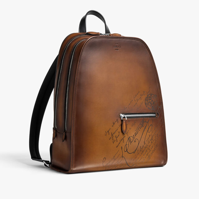 Working Day Scritto Leather Backpack, CACAO INTENSO, hi-res 5