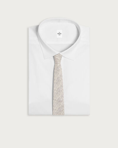 Herringbone Scritto Pattern Tie, Natural Beige, hi-res