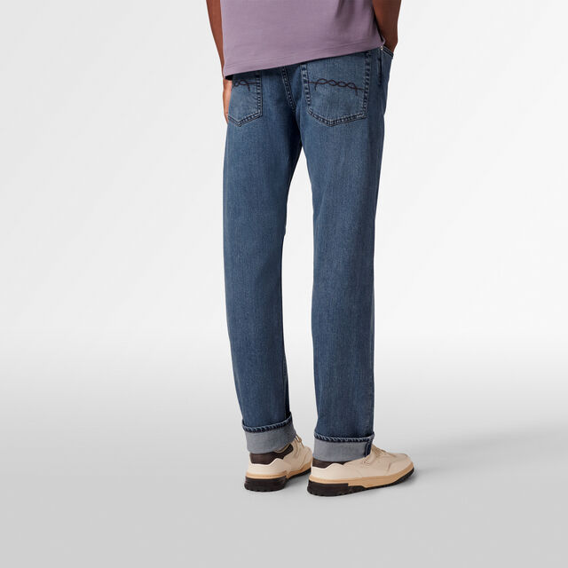 Slim Denim Pants, WASHED BLUE, hi-res 3