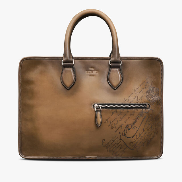 Un Jour Mini Scritto Leather Briefcase, OLIVE, hi-res 1