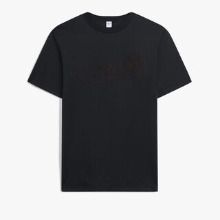 T-Shirt Scritto Avec Effet Suedé, COLD NIGHT BLUE, hi-res