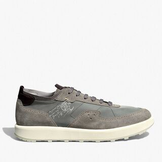 Light Track Suede Calf Leather and Nylon Sneaker, GREY, hi-res