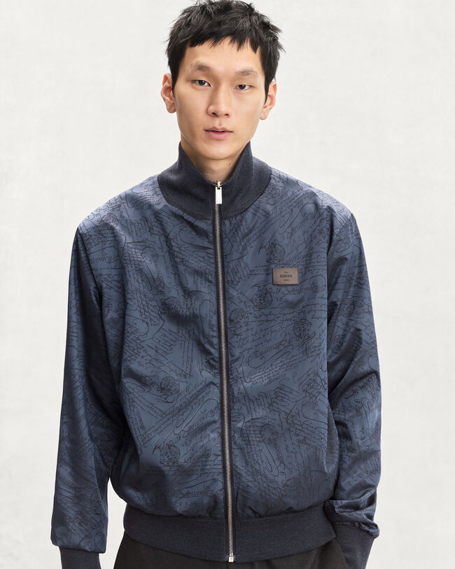 Reversible Blouson with Leather Detail, Purple Cloud, hi-res